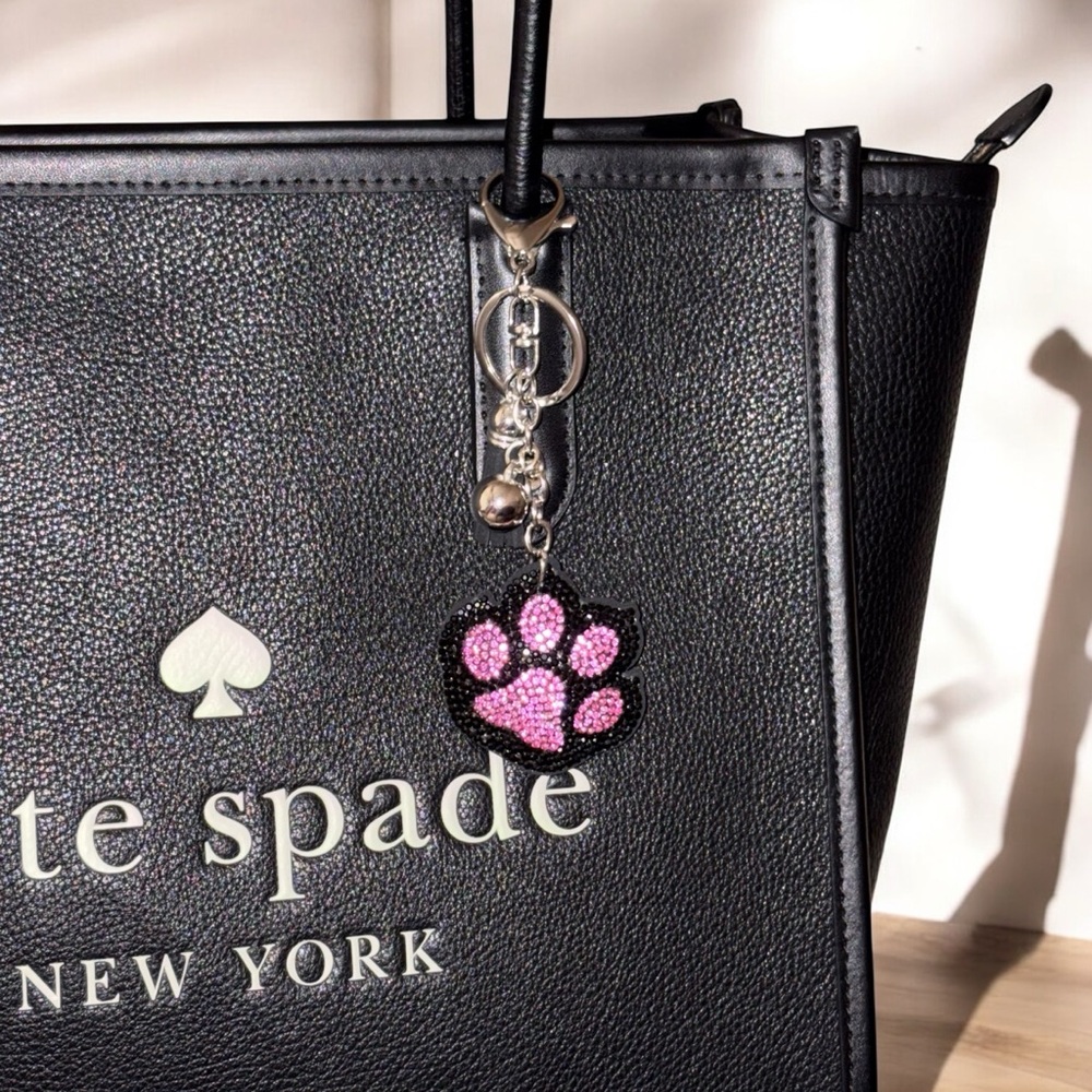 Pink Rhinestone Paw Keychain/Bag Charm - Picture 3 of 3